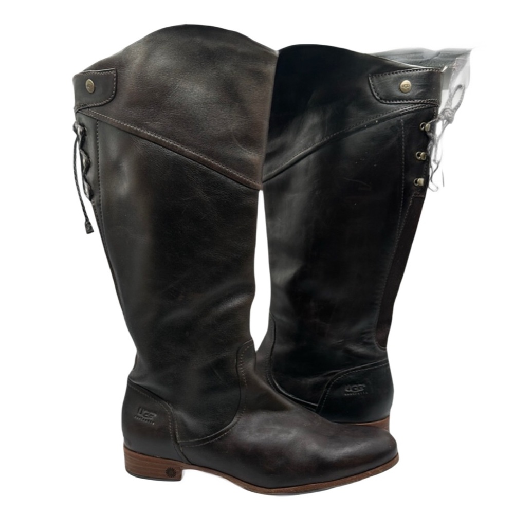 UGG Sz 8 Annabelle Expresso Chocolate Brown Leather 1923 Riding Boots